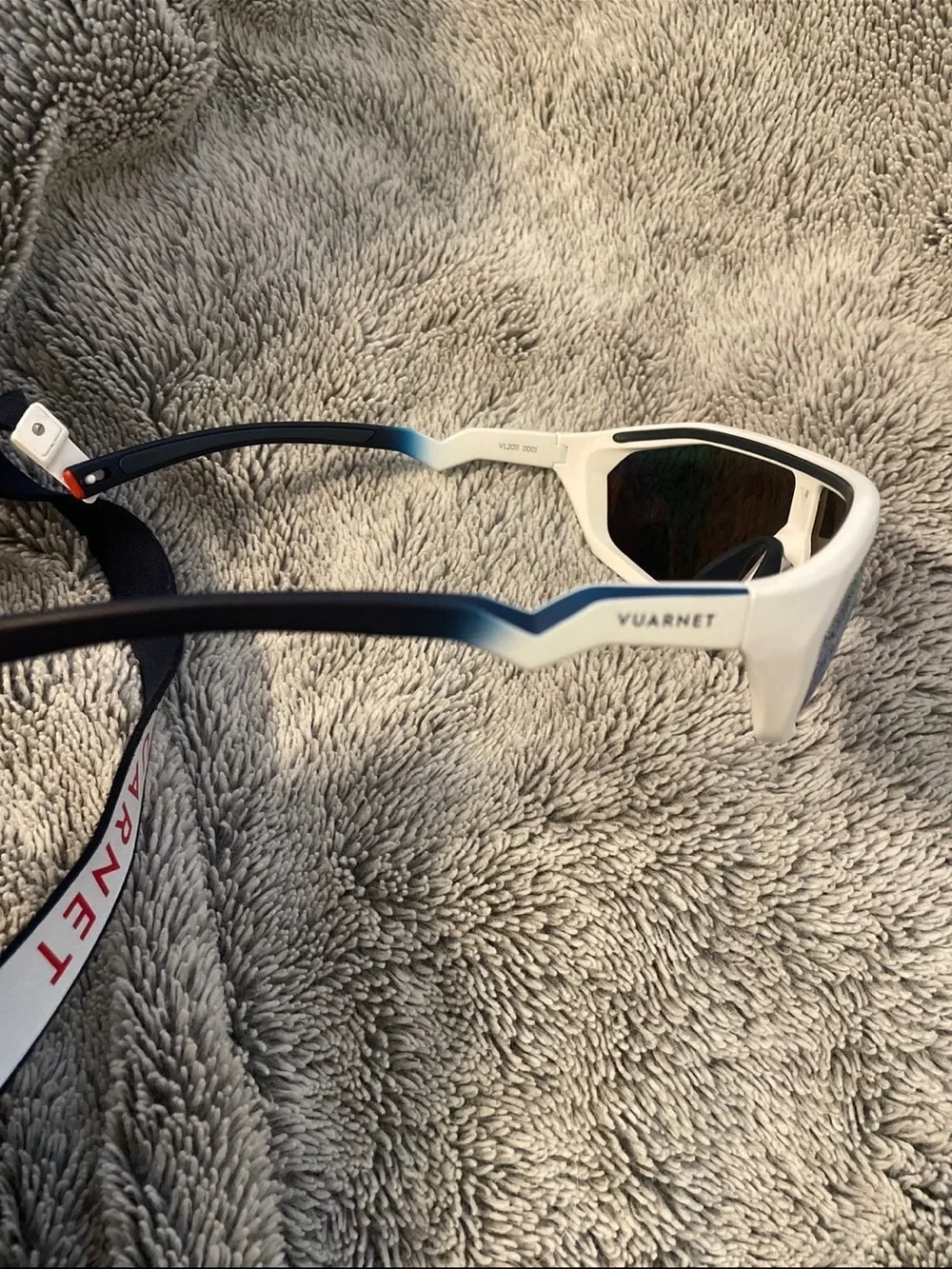 Vuarnet Trek White Blue HD Rainbow Flash Unisex Sunglasses with Case Authentic
